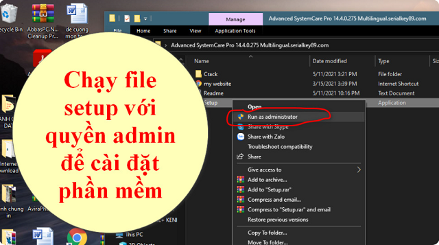 Chạy file Setup bằng quyền administrator