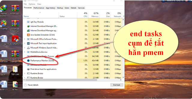 End tasks để tắt đi phần mềm