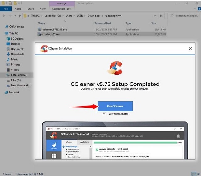 Khởi động CCleaner