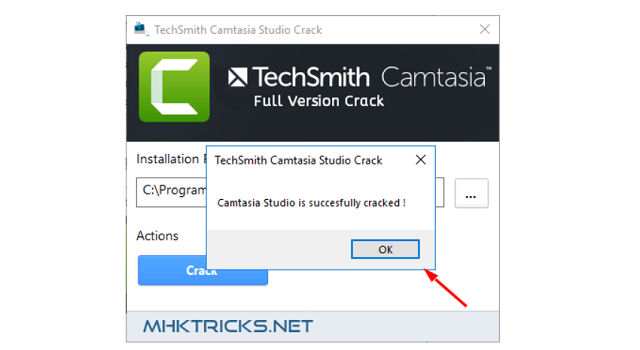 Nhấn OK để hoàn thành Crack