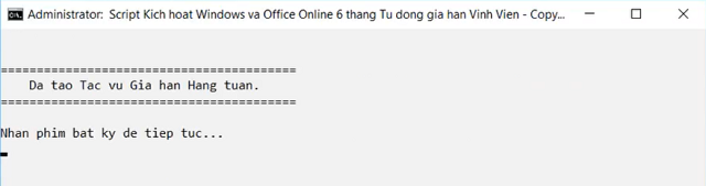 Nhấn phím bất kỳ để hoàn thành