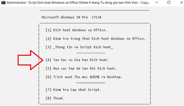 Tiếp tục nhấn phím 4