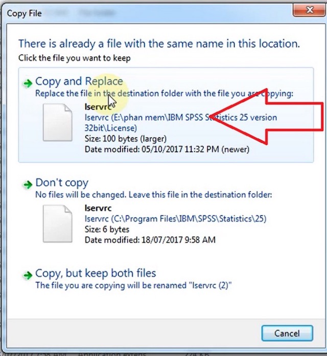 Hãy nhớ lưu ý chọn vào mục copy và replace nhé
