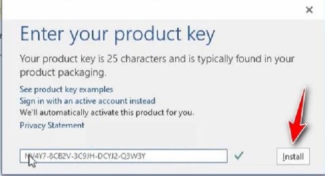 Nhập Key bạn muốn