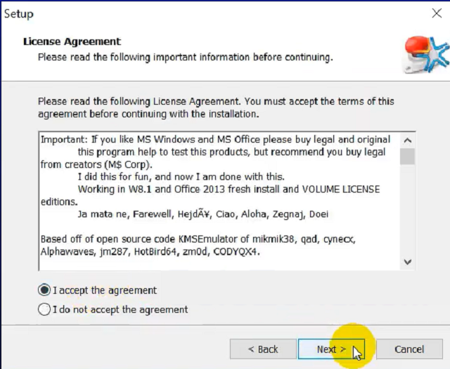 Tích chọn I Accept sau đó chọn Next