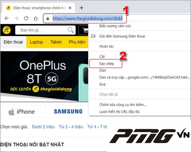 Ảnh 10: Sao chép địa chỉ trang web cần tạo đường dẫn truy cập nhanh Ảnh 10: Sao chép địa chỉ trang web cần tạo đường dẫn truy cập nhanh