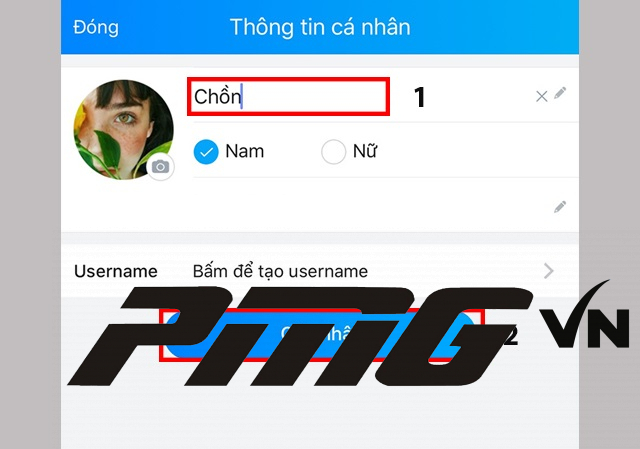 Chọn Cập nhật để hoàn thành đổi Username