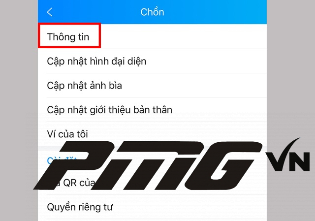 Chọn phần thông tin