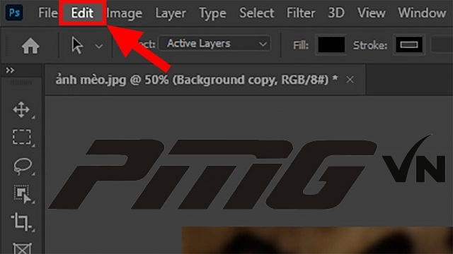 Mở file Photoshop và chọn tab Edit Mở file Photoshop và chọn tab Edit