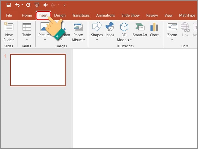Nhấn vào tab Insert Nhấn vào tab Insert