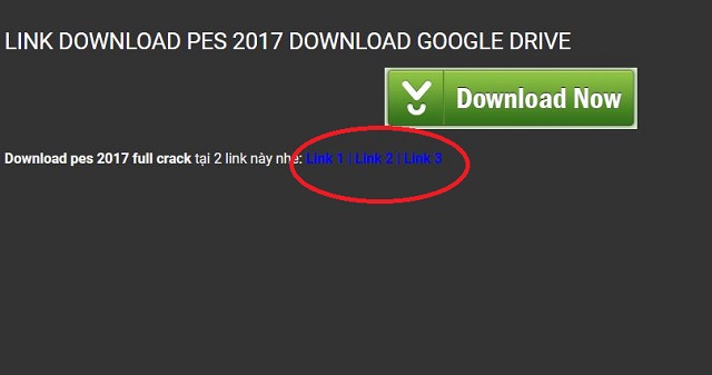 Chọn link và thực hiện download Pes 2017 về máy