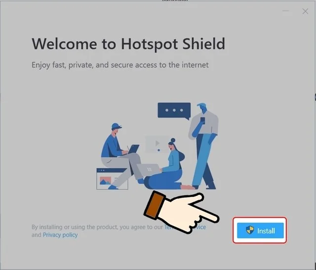 Cài đặt Hotspot Shield bản full crack vô cùng đơn giản 11 Nhấn vào mục Install để cài đặt.