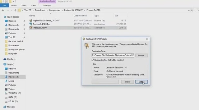 Proteus 8.6 Full Crack link VIP, hướng dẫn cài đặt chi tiết 10 Ảnh 10: Tìm đến file cài đặt Proteus 8.6 trong ổ C và chọn Update