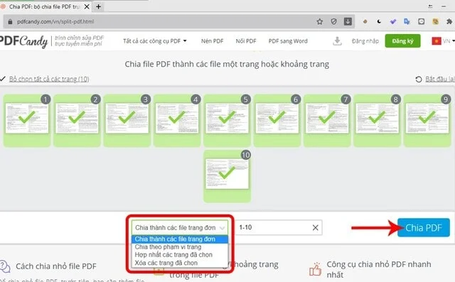 Top 4 cách tách, chia nhỏ, cắt file PDF nhanh nhất 2022 13 Bạn chọn cách cắt tệp PDF theo nhu cầu và click “Chia PDF”