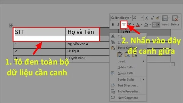 4 cách căn giữa ô trong Word cực đơn giản, ai cũng làm được 14 Dùng chuột bạn cũng có thể căn chỉnh được giữa ô trong word