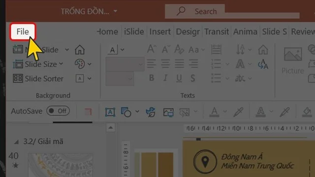 Hướng dẫn 2 cách chuyển PowerPoint sang video chi tiết nhất 3 Chọn “File” để bắt đầu các bước chuyển sang video từ một file thuyết trình