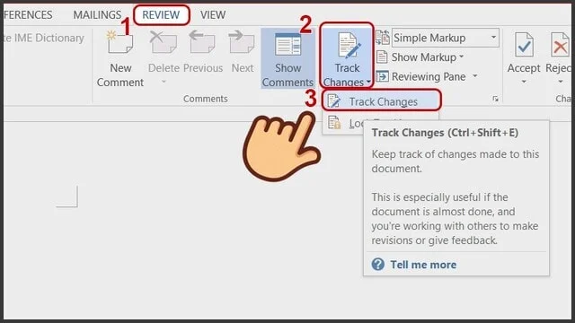 Chỉ với các thao tác quá đơn giản bạn dễ dàng mở tính năng Track Changes của word