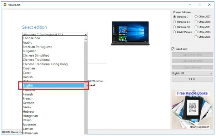Hướng dẫn cách download Win 7 trực tiếp từ Microsoft 6 Ảnh 5: Lựa chọn ngôn ngữ cần sử dụng