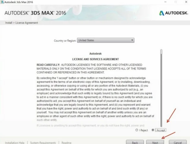 3DS Max 2016: Hướng dẫn download, cài đặt chi tiết 6 Ảnh 5: Tick chọn "I Accept" và bấm "Next"