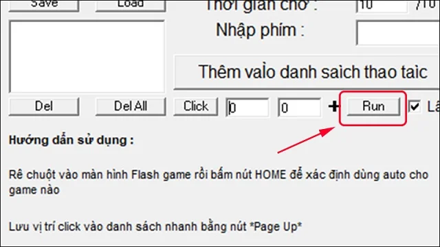 Hướng dẫn Auto Click nhanh chóng, đơn giản và hiệu quả 6 Bấm Run trên phần mềm để bắt đầu chạy Auto Click không chiếm chuột