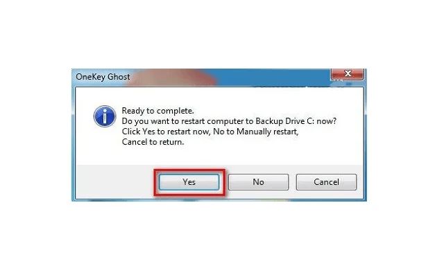 Hướng dẫn cách Ghost Win 7 tại nhà đơn giản nhất 22 Bấm chọn Yes