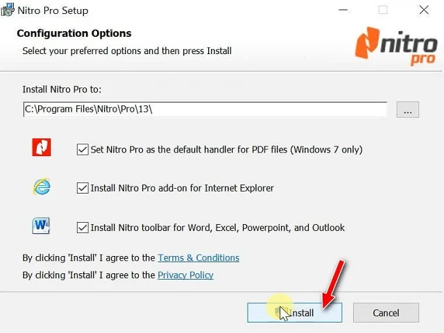 Hướng dẫn cài đặt phần mềm Nitro PDF Pro 13 mới nhất 5 Bấm chọn nút Install