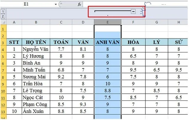 Bật mí ngay 4 cách ẩn cột trong Excel đơn giản 10 Bấm dấu trừ để ẩn các cột