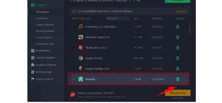 Hướng dẫn download IObit Uninstaller chi tiết bản mới nhất 18 Bấm xóa ứng dụng