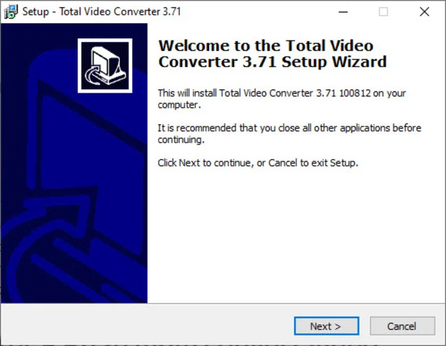 Hướng dẫn tải và cài đặt phần mềm Total Video Converter 7 Bắt đầu chạy cài đặt cho phần mềm Total video converter