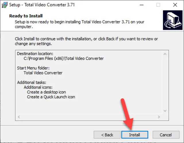 Hướng dẫn tải và cài đặt phần mềm Total Video Converter 12 Bắt đầu kích hoạt Total video converter bằng nút install