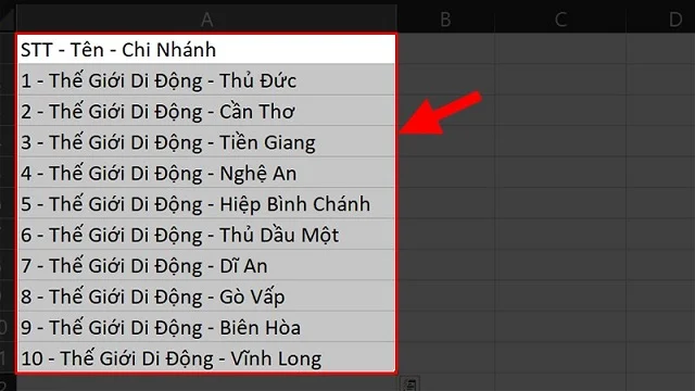 Chia sẻ các cách chia ô trong Excel mà dân văn phòng đang cần 1 Bôi đen toàn bộ phần tài liệu cần chia