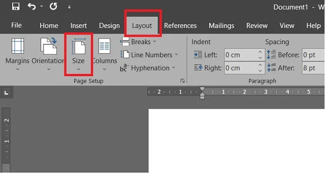 Hướng dẫn chi tiết cách chuyển từ A4 sang A5 trong Word 2010 4 Bước 1: Chọn tab Layout sau đó chọn tiếp Size
