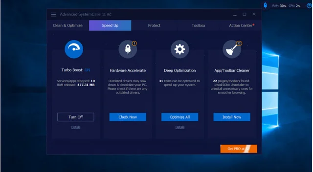 Tải và cài đặt Advanced SystemCare bản full mới nhất 18 Các tùy chọn của tính năng Speed up