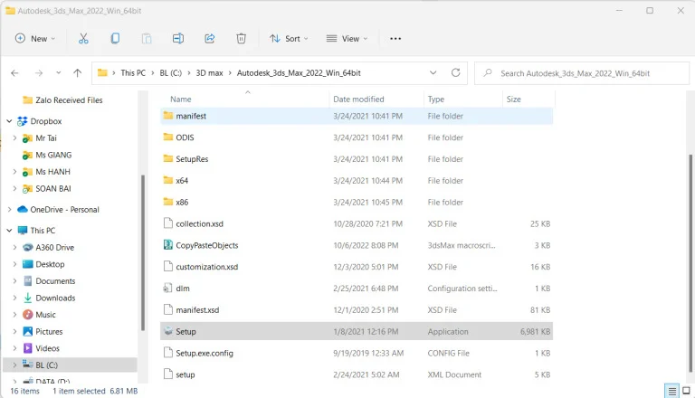 Chọn tệp Setup.exe