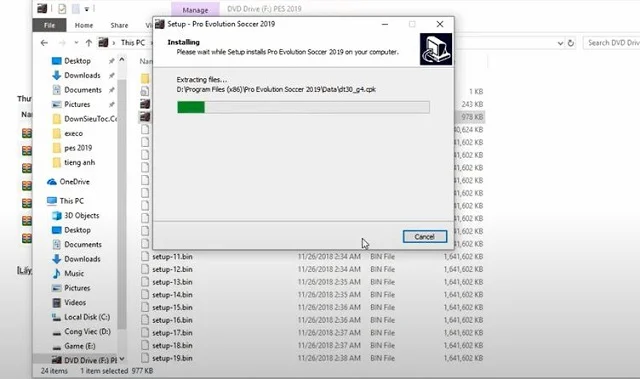 PES 2019 PC Full Crack – Cách tải và cài đặt chi tiết 7 Chờ đợi khi quá trình cài đặt game PES 2018 đang diễn ra