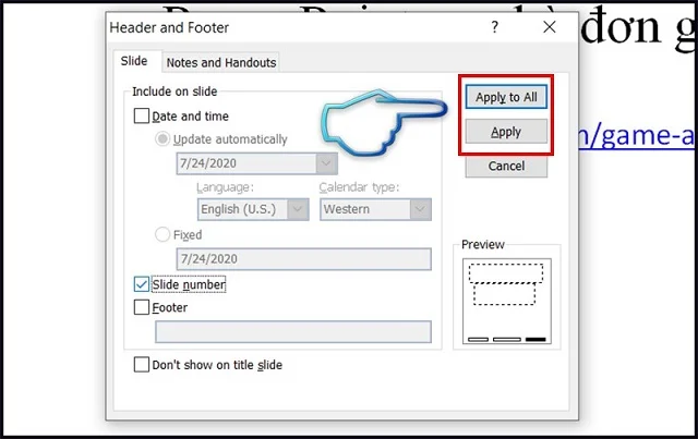 Trọn vẹn bộ bí kíp về cách đánh số trang trong PowerPoint 4 Chon Apply hoặc Apply to All