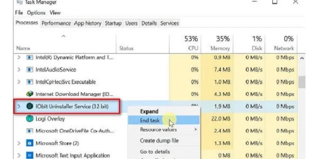 Hướng dẫn download IObit Uninstaller chi tiết bản mới nhất 11 Chọn End task để đảm bảo phần mềm không hoạt động ngầm