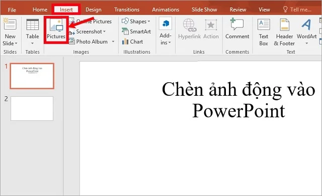 Tổng hợp một số cách chèn ảnh vào PowerPoint cực dễ 2 Chọn Insert rồi nhấn chọn Picture trong nhóm tính năng Image của PowerPoint