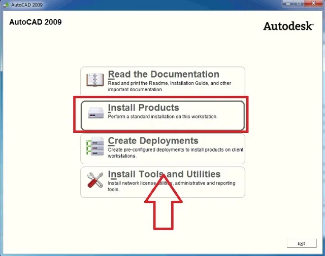 Hướng dẫn cách tải chi tiết Autocad 2009 bản đầy đủ nhất 4 Chọn Install Products để thực hiện cài đặt
