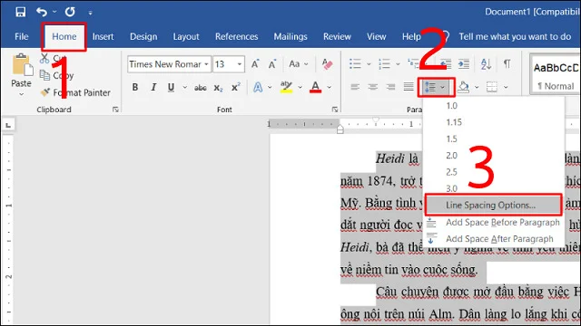 Tuyệt chiêu về cách chỉnh khoảng cách dòng trong Word mà các bạn nên biết 2 Chọn Line Spacing Option trên Paragraph