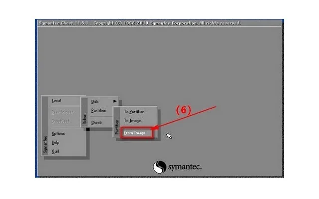 Hướng dẫn cách Ghost Win 7 tại nhà đơn giản nhất 12 Chọn Local, sau đó chọn Partition và nhấn From Image