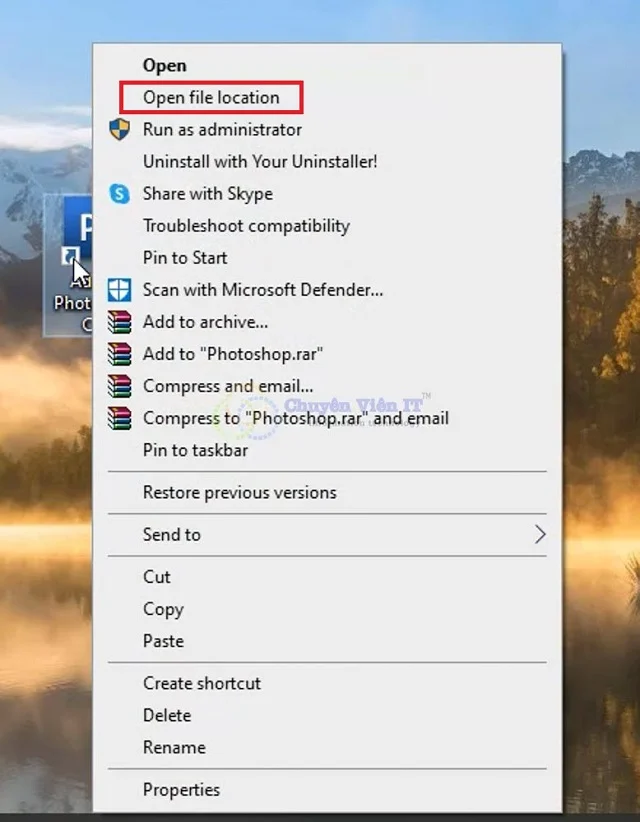 Tải Adobe Photoshop CS3 Full Vĩnh Viễn - Google Drive 6 Chọn Open File Location