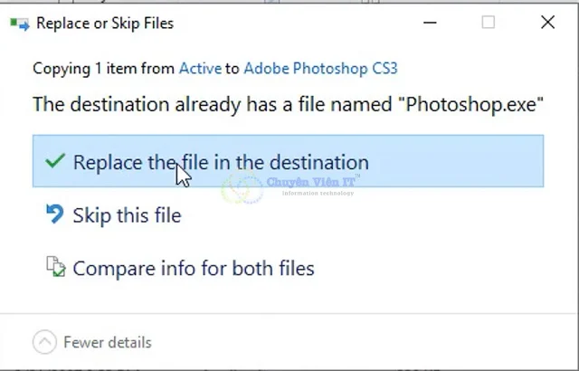 Tải Adobe Photoshop CS3 Full Vĩnh Viễn - Google Drive 8 Chọn Replace thì quá trình crack phần mềm coi như đã hoàn tất