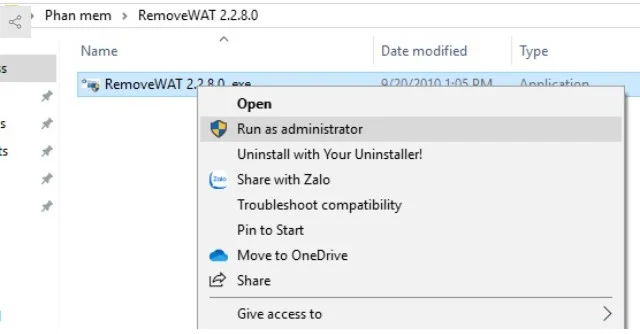 Tải Removewat full crack với link Google Drive Đã Test 100% 6 Chọn Run as administrator
