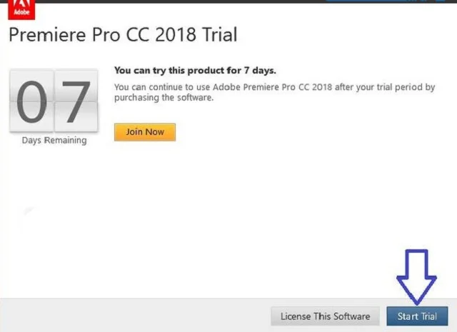 Chọn Start Trial