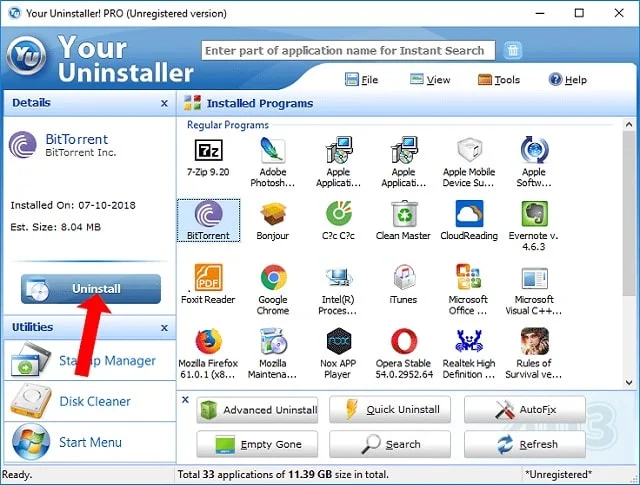 Chọn Uninstaller để thực hiện gỡ bỏ