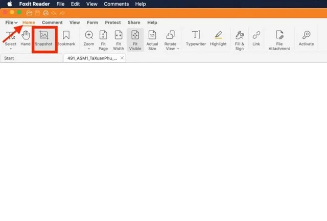 Hướng dẫn từ A – Z cách cắt chữ ký trong PDF 7 Chọn công cụ Snapshot