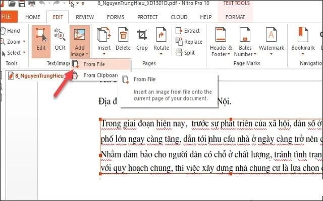 Hướng dẫn cài đặt phần mềm Nitro PDF Pro 13 mới nhất 19 Chọn mục Add Image để chèn thêm hình