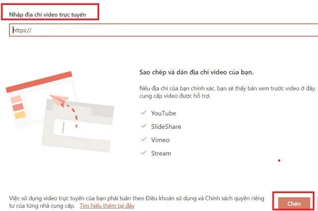 Bí quyết để sở hữu các cách ghép video vào PowerPoint đơn giản và nhanh gọn 3 Chọn mục Chèn để tiến hành ghép video vào PowerPoint online