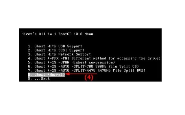Hướng dẫn cách Ghost Win 7 tại nhà đơn giản nhất 10 Chọn mục Ghost (Normal) bằng cách nhấn phím 8